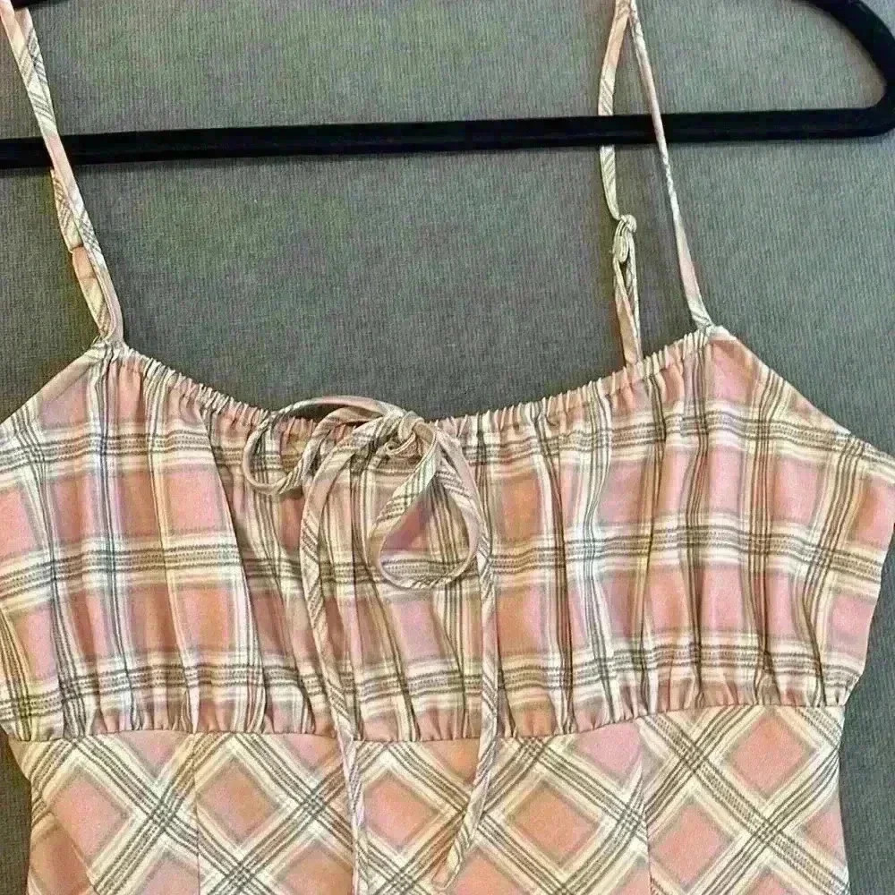 NWT Le Lis Dusty Peach Plaid Dress - Picture 3 of 7